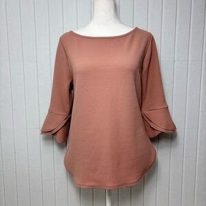 Green Envelope Blush Ruffle Sleeve Blouse Size M
